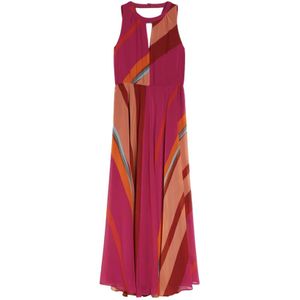Pennyblack, Kleedjes, Dames, Veelkleurig, S, Polyester, Georgette Lange Jurk met Elastische Taille