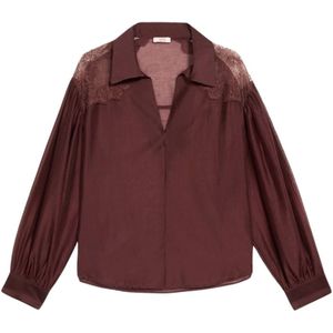 Oltre, Blouses & Shirts, Dames, Rood, XL, Polyester, Blouse met kanten inzetstukken