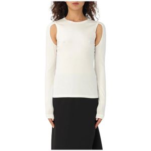 Helmut Lang, Tops, Dames, Wit, XS, Witte Cutout Schouder Sweater Top