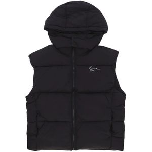 Karl Kani, Jassen, Heren, Zwart, L, Polyester, Handtekening Puffer Vest met Verstelbare Capuchon
