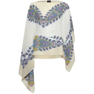 Etro, Jassen, Dames, Veelkleurig, ONE Size, Witte Jas van Zijde met Paisleyprint