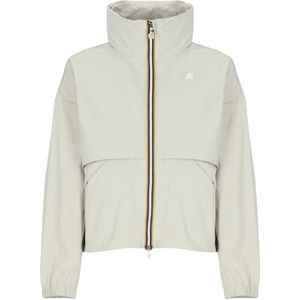 K-Way, Jassen, Dames, Beige, M, Beige Waterdichte Jas met Opvouwbare Capuchon