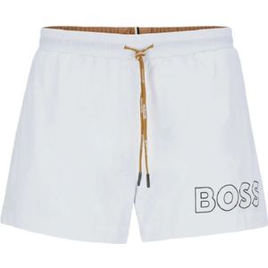 Hugo Boss, Badkleding, Heren, Wit, XL, Nylon, Nylon zwemshorts met logo