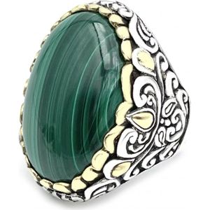 Jalan Jalan, Accessoires, unisex, Veelkleurig, 56 MM, 925 Sterling Zilver Malachiet Ring