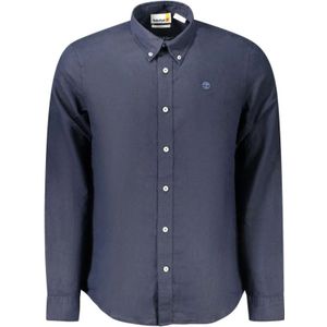 Timberland, Overhemden, Heren, Blauw, XL, Katoen, Blauw Katoenen Slim Fit Overhemd
