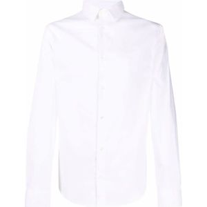 Emporio Armani, Overhemden, Heren, Wit, 2Xl, Katoen, Logo Detail Classic Shirt