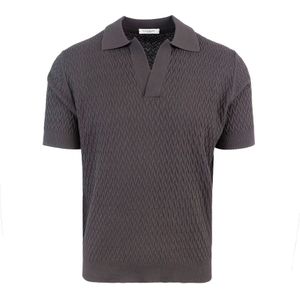 Paolo Pecora, Tops, Heren, Bruin, M, Katoen, Geribbelde Bruine T-shirts en Polos