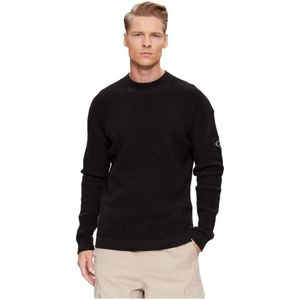 Calvin Klein, Truien, Heren, Zwart, XL, Katoen, Rondgebreide trui