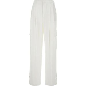 Eleventy, Broeken, Dames, Wit, M, Polyester, Combat Witte Broek met Dubbele Plooi