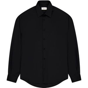 Laneus, Overhemden, Heren, Zwart, S, Klassieke Oversized Shirt Flanel Made in Italy
