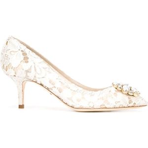 Dolce & Gabbana, Schoenen, Dames, Wit, 38 EU, Elegante Zwarte Leren Pumps