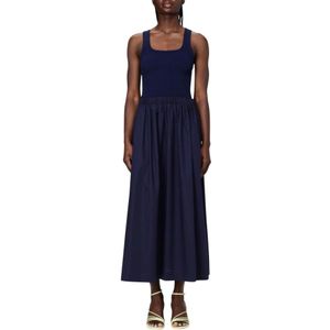 Iceberg, Kleedjes, Dames, Blauw, M, Katoen, Elegante Midi Rok van Katoen Poplin