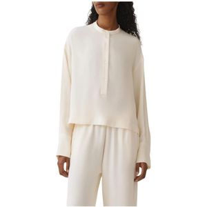 Fabiana Filippi, Blouses & Shirts, Dames, Wit, S, Witte Zijden Blouse Mandarin Kraag