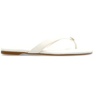 Kate Spade, Schoenen, Dames, Wit, 35 1/2 EU, Leer, Slippers met logo