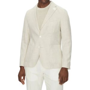 Hugo Boss, Jassen, Heren, Beige, 2Xl, Katoen, Natuurlijke blazer met micro-motief