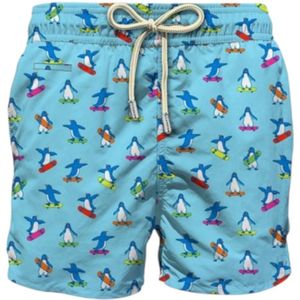 MC2 Saint Barth, Badkleding, Heren, Blauw, L, Mannen Penguin Skate Strand Shorts