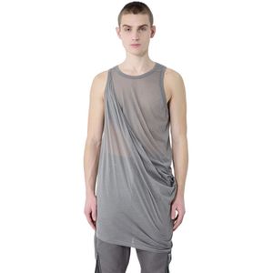 Rick Owens, Tops, Heren, Grijs, L, Katoen, Flowy Draped Tank Top