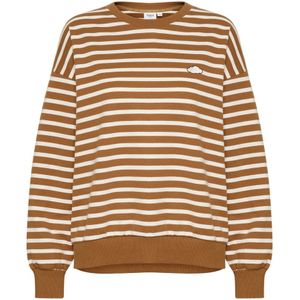 Saint Tropez, Sweatshirts & Hoodies, Dames, Bruin, M, Katoen, Gestreepte Sweatshirt met Geborduurd Detail