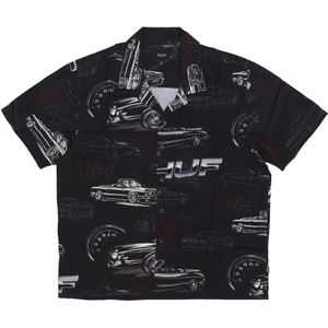 Huf, Overhemden, Heren, Zwart, XL, Rayon, Zwarte Resort Shirt met Kraag