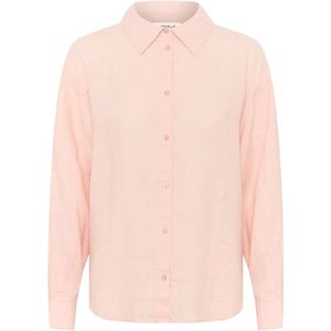 Soaked in Luxury, Blouses & Shirts, Dames, Oranje, XL, Linnen, Linnen overhemd met kraag en knopen