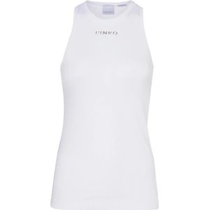 Pinko, Tops, Dames, Wit, L, Katoen, Katoenen hemdje met ronde hals