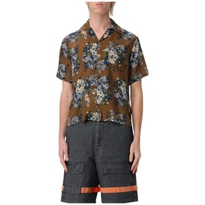 Kapital, Overhemden, Heren, Veelkleurig, L, Bloemen Zijden Shirt Korte Mouw