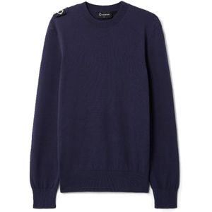 Ma.strum, Truien, Heren, Blauw, L, Katoen, Crew Neck Gebreid in Ink Navy