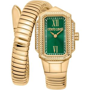 Roberto Cavalli, Accessoires, Dames, Geel, ONE Size, Elegant Steel Quartz Analog Women's Watch