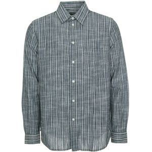 Samsøe Samsøe, Overhemden, Heren, Blauw, S, Gestreept overhemd met lange mouwen Liam