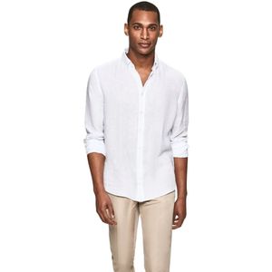 Hackett, Overhemden, Heren, Wit, 2Xl, Linnen, Oxford -Overhemd