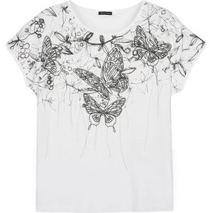 Fiorella Rubino, Tops, Dames, Wit, S, Katoen, T-shirt met vlinders