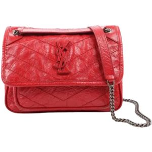 Yves Saint Laurent Vintage, Pre-owned, Dames, Rood, ONE Size, Leer, Tweedehands leren schoudertassen