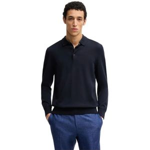 Hugo Boss, Tops, Heren, Blauw, L, Katoen, Katoenen Piqué Polo Shirt Lange Mouw