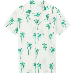 Maison Labiche, Overhemden, Heren, Wit, M, Katoen, Tropisch Palm Korte Mouw Overhemd