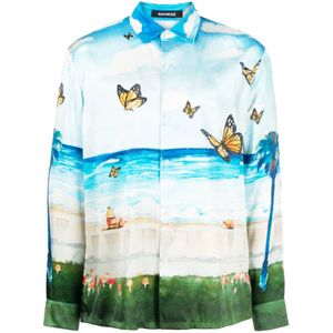 Nahmias, Overhemden, Heren, Blauw, S, Spandex, Casual overhemd