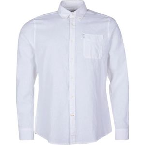 Barbour, Overhemden, Heren, Wit, L, Katoen, Linnen-katoenen overhemd knoopsluiting zak