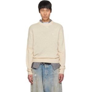 Acne Studios, Truien, Heren, Beige, S, Havermout Melange Gebreide kleding