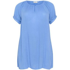 Kaffe Curve, Blouses & Shirts, Dames, Blauw, XL, Flow Tuniek Blouse Korte Mouw