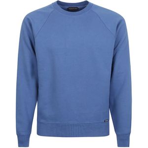 Tom Ford, Sweatshirts & Hoodies, Heren, Blauw, XL, Denim, Denim Blue Crew Neck Sweatshirt