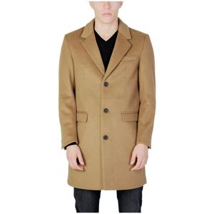 Antony Morato, Mantels, Heren, Beige, 2Xl, Beige Lange Mouw Herenjas Knoopsluiting