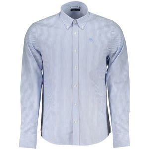 North Sails, Overhemden, Heren, Blauw, S, Katoen, Gestreept katoenen overhemd met borduurwerk