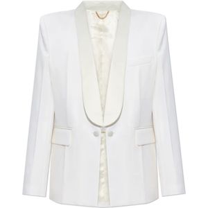 Victoria Beckham, Jassen, Dames, Wit, S, Wol, Blazer met wollen afwerking