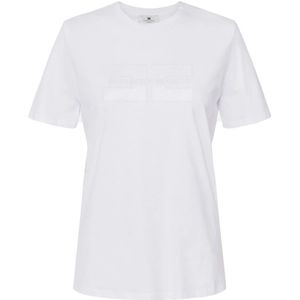 Elisabetta Franchi, Tops, Dames, Wit, S, Katoen, Cotton Jersey T-shirt met Logo Borduursel