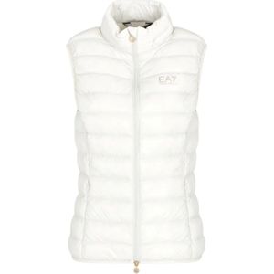 Emporio Armani Ea7, Jassen, Dames, Wit, M, Nylon, Gewatteerd Nylon Hooded Vest Zilverberk