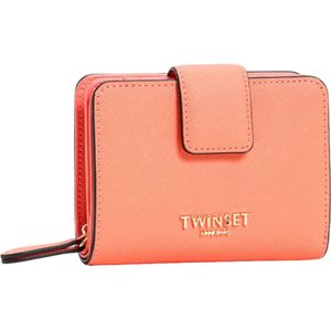 Twinset, Accessoires, Dames, Rood, ONE Size, Leer, Koraalrode portemonnee met metalen logo