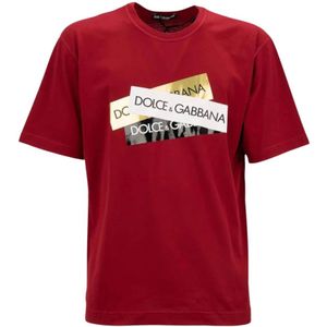Dolce & Gabbana, Tops, Heren, Rood, XS, Heren Korte Mouw Mode T-shirt