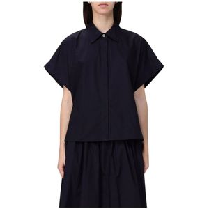 Forte Forte, Blouses & Shirts, Dames, Blauw, S, Katoen, Blauwe Overhemdjurk Relaxte Pasvorm