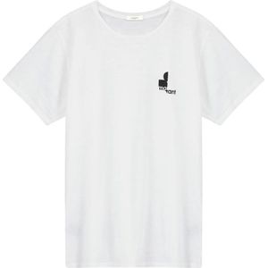 Isabel Marant, Tops, Heren, Wit, S, Katoen, Wit Katoenen T-shirt Ronde Hals