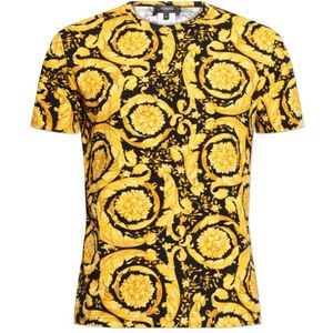 Versace, Tops, Heren, Geel, M, Katoen, Lingerie T-shirt met Barocco print