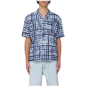 Bottega Veneta, Overhemden, Heren, Blauw, M, Katoen, Luxe Blauw Kortemouw Overhemd